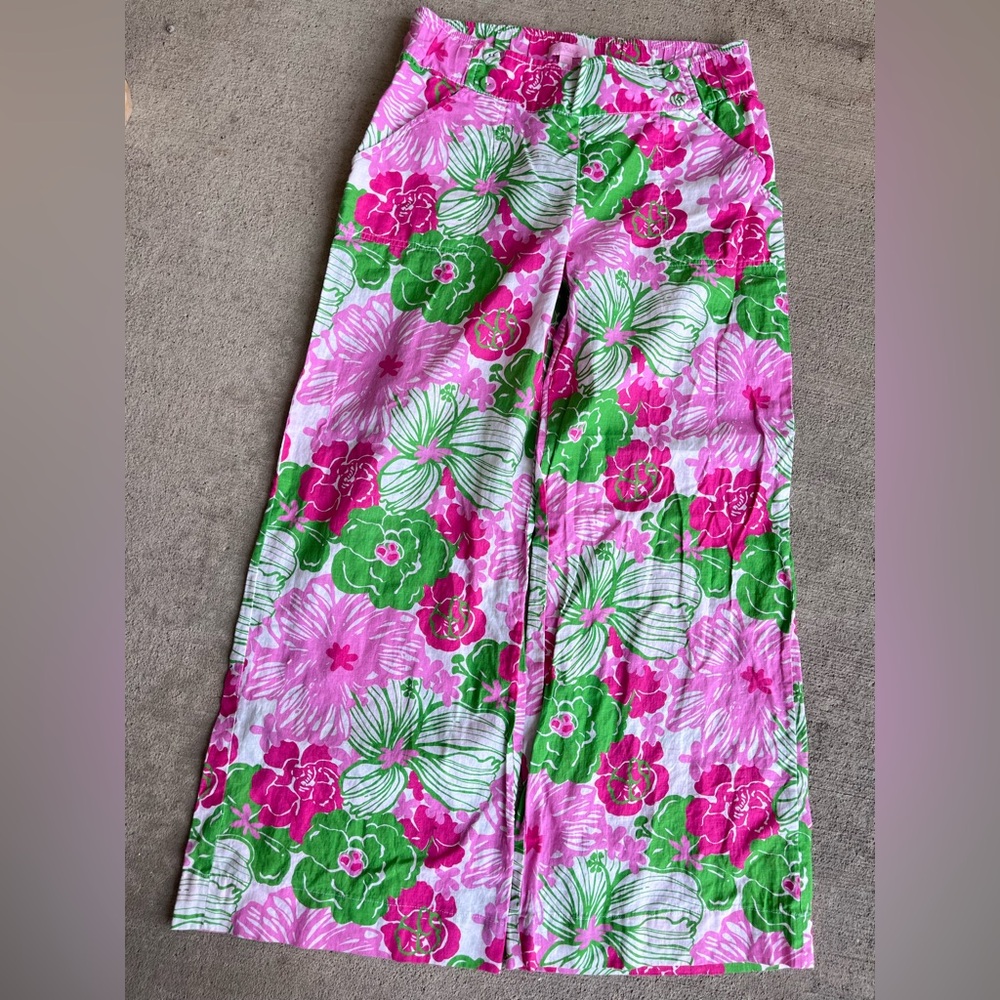 Lilly Pulitzer Pink & Green Floral Straight-Leg Pants - Picture 2 of 3